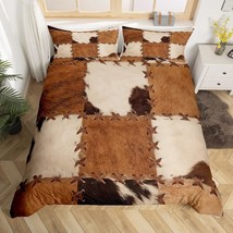 Cowhide Bedding Sets Patchwork Cow Fur Print Comforter Cover Farm Animal Duvet C - £63.12 GBP