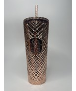 Starbucks Limited Edition Rose Gold Metallic Bling Plastic Cold Cup 24oz - £77.87 GBP