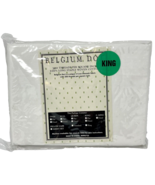 Belgium Dot King Size Flat Sheet Cotton White NEW - $19.53 CAD