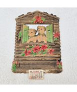 Christmas Diecut Puppies Poinsettia Log Cabin Calendar Topper Pulp Embos... - $13.10