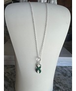Green Ribbon Charm Necklace Silver 18&quot; leukemia, kidney cancer, mental a... - £3.89 GBP+
