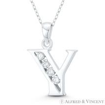 Initial Letter &quot;Y&quot; 25x18mm (1x0.7in) Charm CZ Pendant in .925 Sterling Silver - £21.99 GBP+
