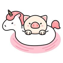 Cute Pig in an Unicorn Life Ring Vinyl Decal Sticker UV &amp; Water Proof Gi... - $109.41 MXN