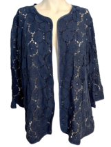 Joan Rivers Navy Blue  Lace Open 3/4 Sleeve Cardigan Size 22W - £18.62 GBP
