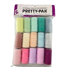 Pretty-Pak 3 Punch Embroidery Acrylic Yarn 15 Spools 100 Yds. Ea. Pastel Colors - £30.75 GBP