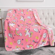 Unicorn Blanket Gifts For Kids Girls Toddler Mom Double Sided Print Bedroom Birt - £25.38 GBP