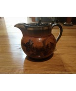 Antique Coaching Days Ale Creamer/Pitcher, Brown Pottery with Black Tran... - £19.92 GBP