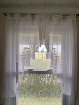 White Lace Swag Curtain Valance set of 2 panels - $359.75 MXN