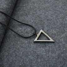 Simple Black Geometric Triangle Pendant Men&#39;s Necklaces Stainless Steel Punk Nec - £13.30 GBP