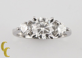 1.50 carat Round Brilliant 18k White Gold Engagement Ring w/ EGL Cert Size 4.5 - £6,489.74 GBP