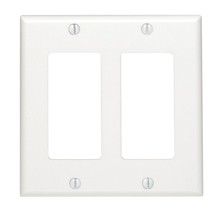 Leviton 80409-W 2-Gang Decora/GFCI Device Wallplate Standard Size Thermoset D... - £2.65 GBP