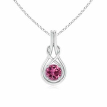 ANGARA Round Pink Tourmaline Solitaire Infinity Knot Pendant in 14K Solid Gold - £709.63 GBP