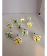 Vintage Set of  5 Green And 5 Yellow Butterfly Cabinet Knobs - $27.72