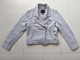 PAIGE Women&#39;s Gray Denim Ryanne Leather Jacket $699  WORLDWIDE SHIPPING ... - $316.47