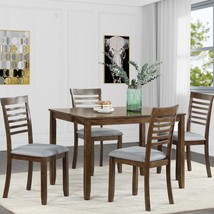 Wood Dining Table Set For 4, Rectangular Dining Table With 4 Upholstered Chairs, - $210.99