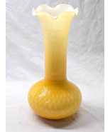 Vintage Empoli Optic Cased Butterscotch Art Glass 13.5 Inch Ruffle Vase ... - $66.28 CAD