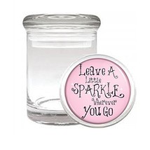 Leave Sparkle Em1 Medical Glass Stash Jar 3&#39;&#39; X 2&#39;&#39; Herb And Spice Stora... - £6.35 GBP