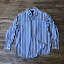 Claiborne Button Up Shirt Mens M Gray Long Sleeve Striped Casual - $4.20