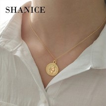 SHANICE New 925 Sterling Silver  Roman Gold Coin Unique Necklace Round Portrait  - £14.54 GBP