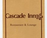 Cascade Inn Restaurant &amp; Lounge Menu Cascade Locks Oregon  - £15.03 GBP