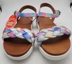 New Wonder Nation Girls Sandals Shoe Size 3, Blue Pink Ankle Strap Casua... - £7.50 GBP
