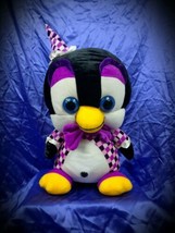 2015 Purple Party Penguin Jester Clown 19” Stuffed Animal Blue Eyes Harl... - $29.02