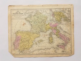 1846 Antique Map Of France Spain Portugal Italy Greece Buchanan Mitchell&#39;s Atlas - £22.54 GBP