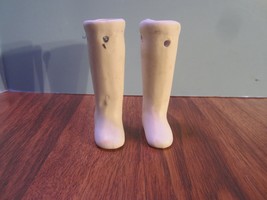 Vintage porcelain/bisque Collectible Doll Legs 3 1/2 &quot; Body Parts White Sew On J - £15.82 GBP