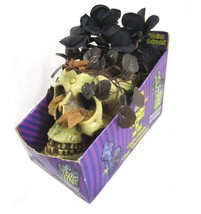 Vtg Gemmy Animated Halloween Skull Black Roses Death March Music Flower Works - £25.19 GBP