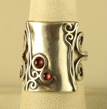 Vintage Sterling Silver Signed 925 Israel Bold Scroll Accent Amethyst Stone Ring - £47.48 GBP