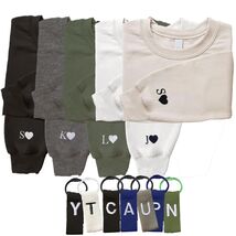 GODMERCH Embroidered Heart Sweatshirt Personalized Initial Sand Size M - $164.32 MXN GODMERCH Embroidered Heart Sweatshirt Personalized Initial Sand Size M - $164.32 MXN