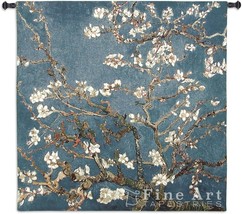 35x35 Almond Blossom Van Gogh Blue White Floral Tapestry Wall Hanging - £95.48 GBP