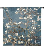 35x35 ALMOND BLOSSOM Van Gogh Blue White Floral Tapestry Wall Hanging - $118.80