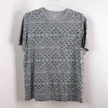 Falls Creek Men&#39;s L/XL Gray Tribal Print Casual Stretch Short Sleeve T-S... - £5.48 GBP