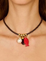 Fish Pendant Leather Necklace - $18.44