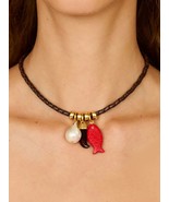 Fish Pendant Leather Necklace - $27.73 CAD
