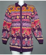 HANNA ANDERSSON Colorful Long Zipper Embroidered Floral Thick Cardigan W... - $39.99