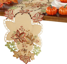 GRANDDECO Fall Thanksgiving Day Table Runner 13X36 with Maple Leaves for Autumn  - £20.68 GBP