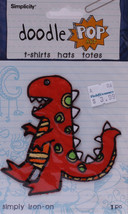 Wrights Dinosaur Dino Iron On Applique Badge Orange Appliques 4W x 3.75H M211.15 - $3.99