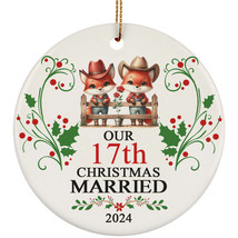 Our 17th Years Christmas Married Ornament Gift 17 Anniversary &amp; Red Fox Couple - £11.82 GBP