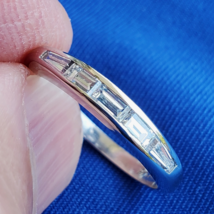 Earth mined Diamond slim Wedding Band Antique Platinum Stacking Thin Bridal Ring - $2,465.25