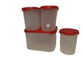 Tupperware Modular Mates Set Super Oval, Square, #2 , 1620 1612 1606, Red Lids - £17.16 GBP