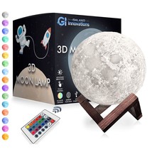 Galaxo 3D Moon Lamp (5.9 Inch) With Dark Wooden Stand, 16 Led Colors, Adjustable - £28.46 GBP