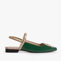 The Rosalinda Green Patent Leather Women Flat Slingback Sandal image 4