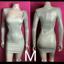 Sexy Silver Long Sleeve Bodycon Dress~Size M NWOT - £35.12 GBP