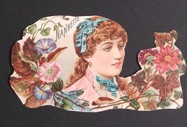 Early Nannette Cigar Advertising Label Trimmed Woman w/ Blue Ribbon Flowers - $14.99