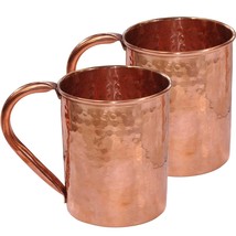 Copper Moscow Mule Mugs Hammered Tea Beer Coffee Juice Mug Set Of 2 - £28.28 GBP