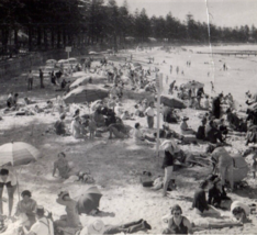 Manly Surf Beach Sydney Australia  Vintage Photograph Army Inspection Stamped - $12.85