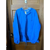 Bass Pro Waterproof Raincoat Jacket XL Blue Hooded Deep with Bill PVC Ve... - £23.95 GBP
