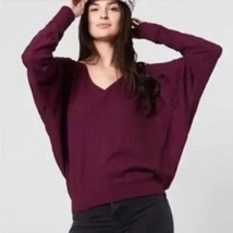 Free People NWT Santa Clara Thermal Long Sleeve V Neck Top Mulberry Medium New - £27.82 GBP